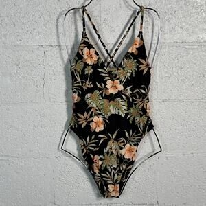 Volcom Juniors' for the Tide V-Neck 1 Piece cut out Swimsuit black medium $120
